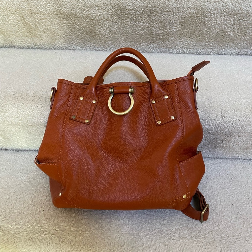 Sapahn Chloe Crossbody/Convertible Backpack 100% Leather Gold Colored Hardware